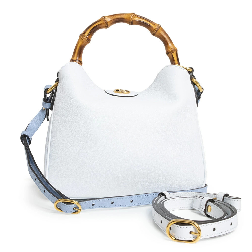 Gucci Diana Crossbody Bag Pale Blue Handbag Bamboo Leather